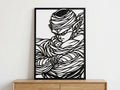 Laser Cut Anime Wall Art Decor – Piccolo | Flow-Line Art Black Frame | SVG AI DXF dwg Files