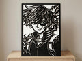 Laser Cut Anime Wall Art Decor – Shoto Todoroki | Flow-Line Art Black Frame | SVG AI DXF dwg Files
