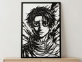 Laser Cut Anime Wall Art Decor – Yuta Okkotsu | Flow-Line Art Black Frame | SVG AI DXF dwg Files