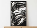 Laser Cut Anime Wall Art Decor – Statue of God | Flow-Line Art Black Frame | SVG AI DXF dwg Files