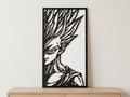 Laser Cut Anime Wall Art Decor – Gohan SSJ2 | Flow-Line Art Black Frame | SVG AI DXF dwg Files