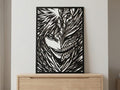 Laser Cut Anime Wall Art Decor – Ichigo Kurosaki | Flow-Line Art Black Frame | SVG AI DXF dwg Files