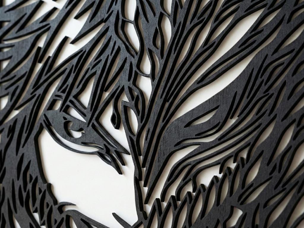 Laser Cut Anime Wall Art Decor – Ichigo Kurosaki | Flow-Line Art Black Frame | SVG AI DXF dwg Files