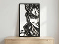 Laser Cut Anime Wall Art Decor – Senku Ishigami | Flow-Line Art Black Frame | SVG AI DXF dwg Files