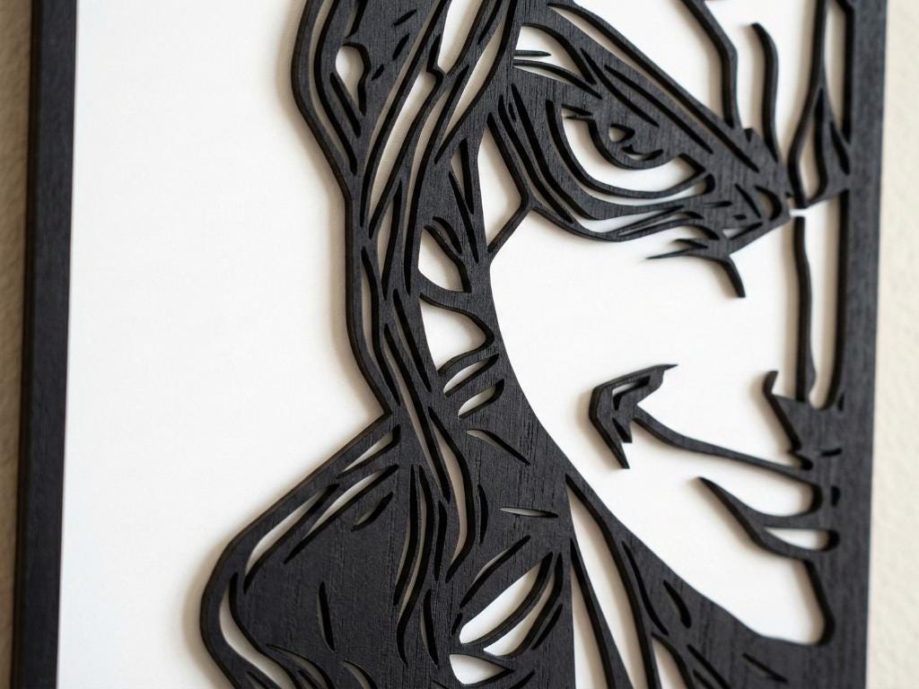 Laser Cut Anime Wall Art Decor – Senku Ishigami | Flow-Line Art Black Frame | SVG AI DXF dwg Files