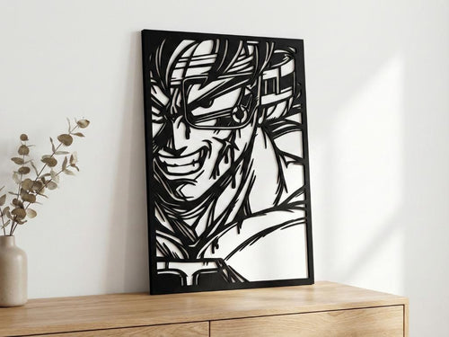 Laser Cut Anime Wall Art Decor – Bardock | Flow-Line Art Black Frame | SVG AI DXF dwg Files