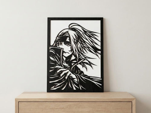 Laser Cut Anime Wall Art Decor – Deidara | Flow-Line Art Black Frame | SVG AI DXF dwg Files