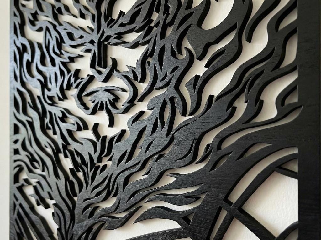 Laser Cut Anime Wall Art Decor – Endeavor | Flow-Line Art Black Frame | SVG AI DXF dwg Files
