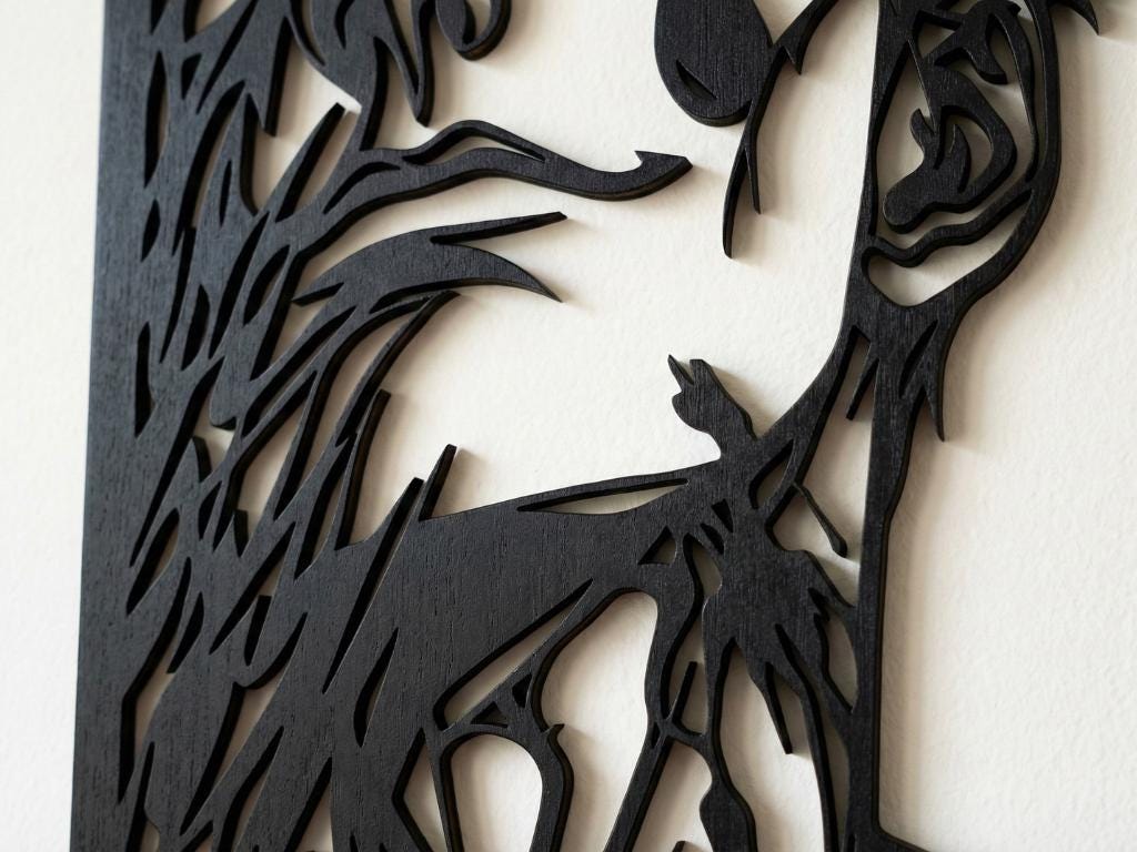 Laser Cut Anime Wall Art Decor – Hisoka Morow | Flow-Line Art Black Frame | SVG AI DXF dwg Files