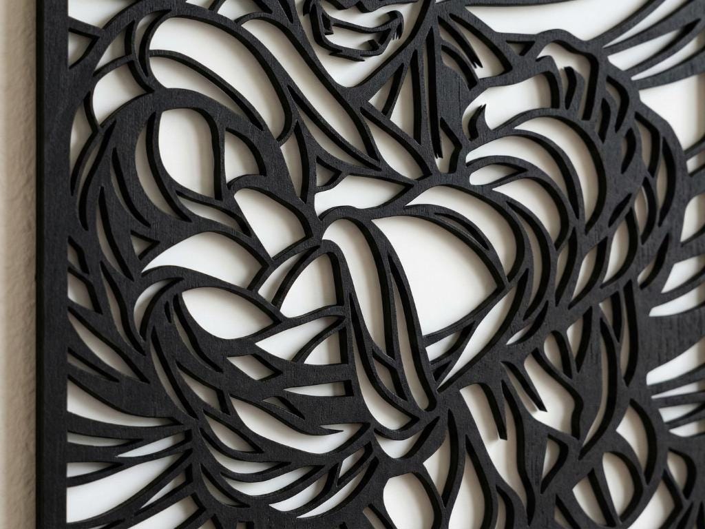 Laser Cut Anime Wall Art Decor – Janemba | Flow-Line Art Black Frame | SVG AI DXF dwg Files