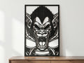 Laser Cut Anime Wall Art Decor – Ozaru | Flow-Line Art Black Frame | SVG AI DXF dwg Files