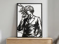 Laser Cut Anime Wall Art Decor – Sanji | Flow-Line Art Black Frame | SVG AI DXF dwg Files