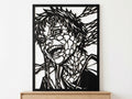 Laser Cut Anime Wall Art Decor – Gaara | Flow-Line Art Black Frame | SVG AI DXF dwg Files