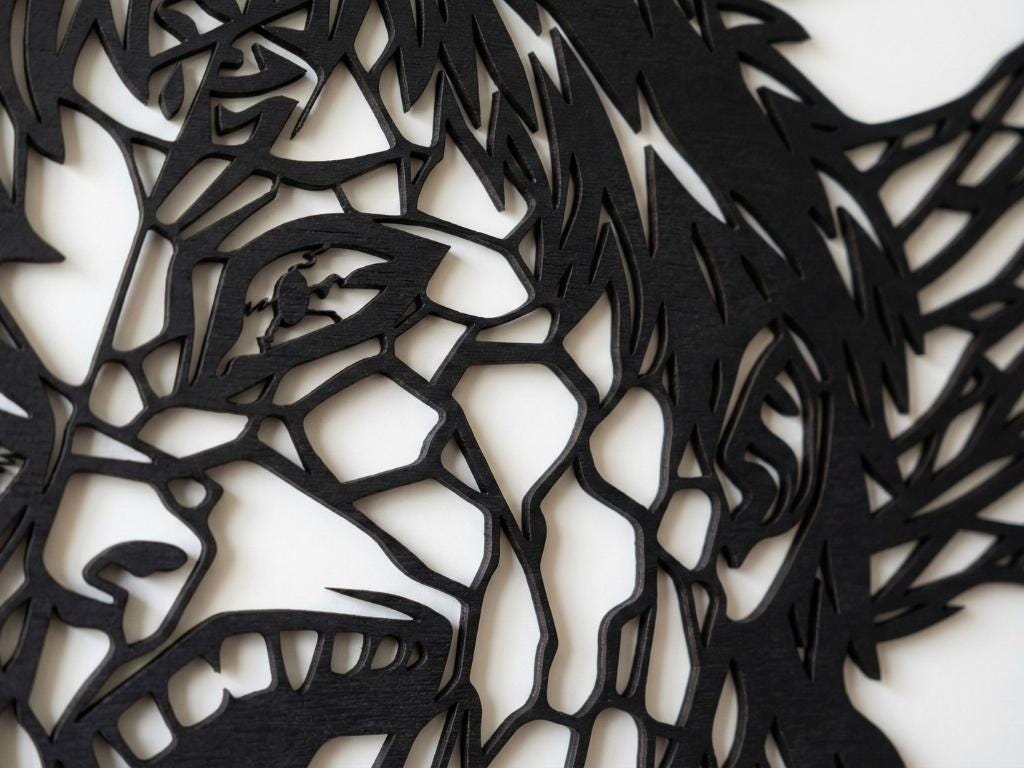 Laser Cut Anime Wall Art Decor – Gaara | Flow-Line Art Black Frame | SVG AI DXF dwg Files