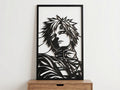 Laser Cut Anime Wall Art Decor – Gaara 2 | Flow-Line Art Black Frame | SVG AI DXF dwg Files