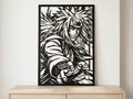Laser Cut Anime Wall Art Decor – Jiraya | Flow-Line Art Black Frame | SVG AI DXF dwg Files