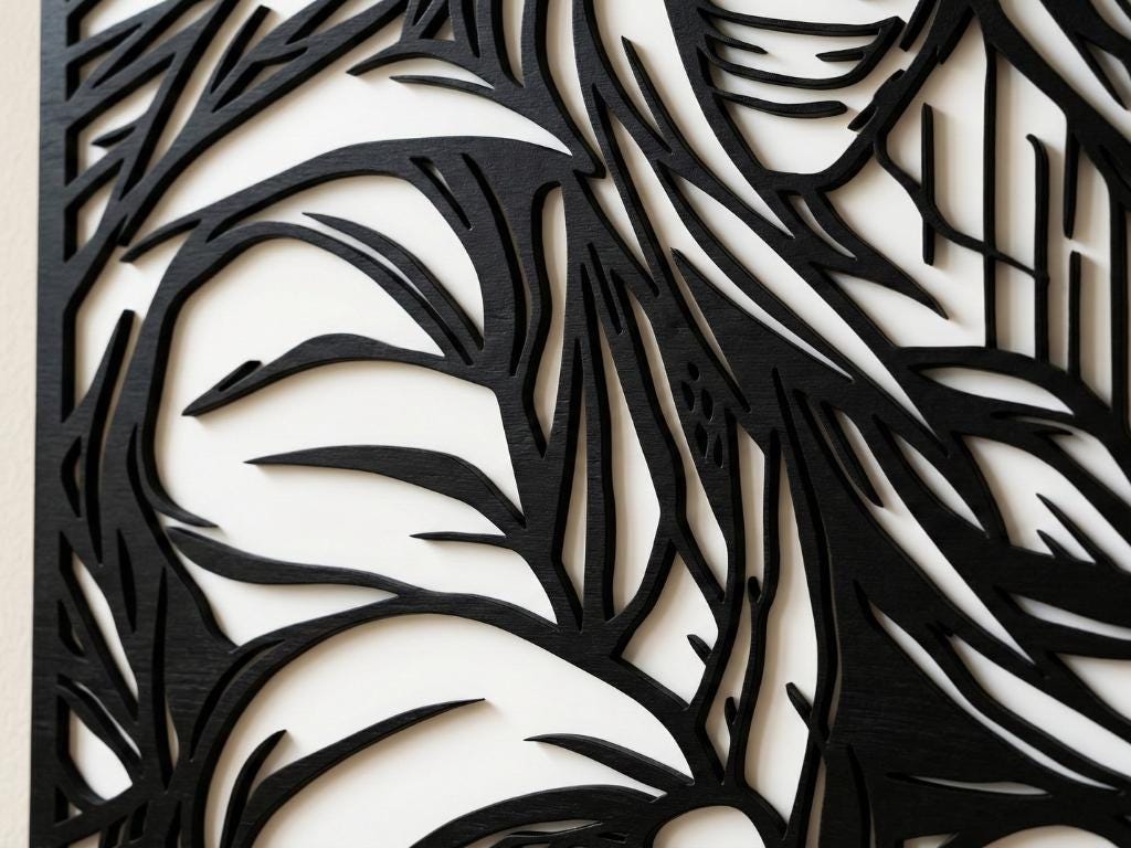 Laser Cut Anime Wall Art Decor – Jiraya | Flow-Line Art Black Frame | SVG AI DXF dwg Files