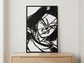 Laser Cut Anime Wall Art Decor – Android 17 | Flow-Line Art Black Frame | SVG AI DXF dwg Files