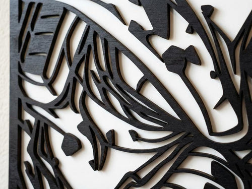 Laser Cut Anime Wall Art Decor – Cell Imperfect Form | Flow-Line Art Black Frame | SVG AI DXF dwg Files