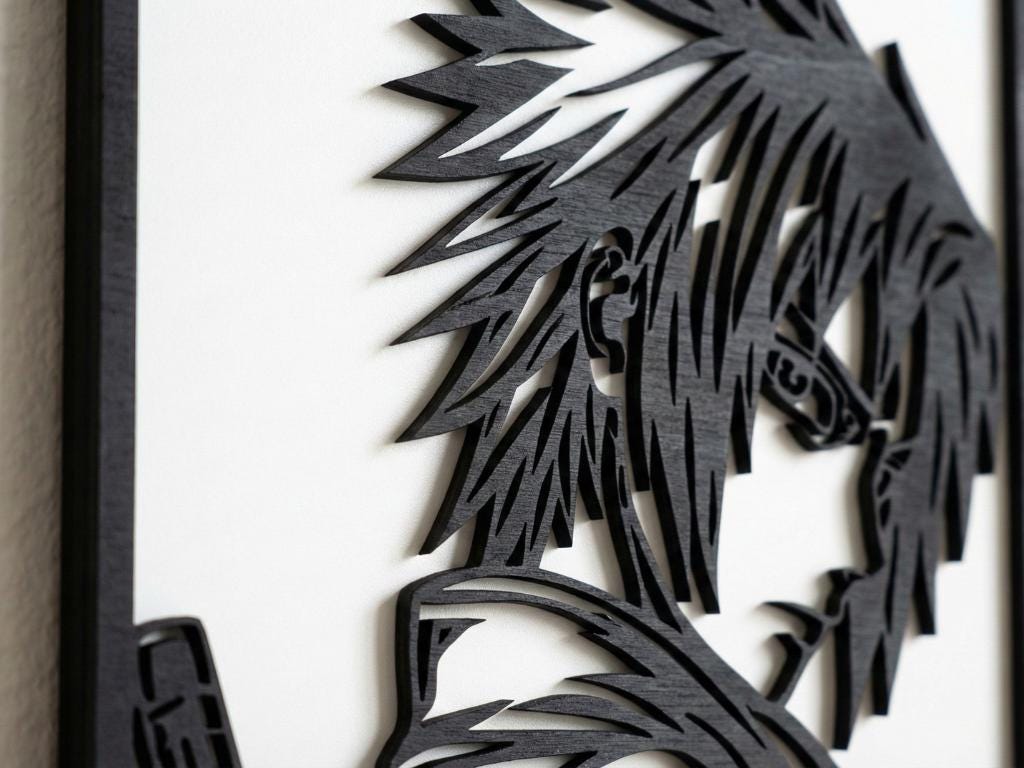 Laser Cut Anime Wall Art Decor – Sasuke Uchiha | Flow-Line Art Black Frame | SVG AI DXF dwg Files