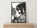 Laser Cut Anime Wall Art Decor – Shinobu Kocho 2| Flow-Line Art Black Frame | SVG AI DXF dwg Files
