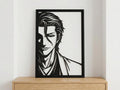 Laser Cut Anime Wall Art Decor – Sosuke Aizen | Flow-Line Art Black Frame | SVG AI DXF dwg Files