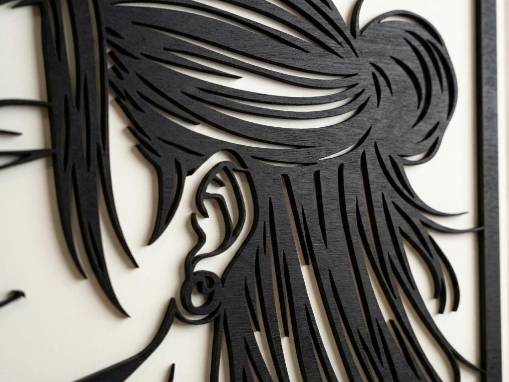 Laser Cut Anime Wall Art Decor – Suguru Geto | Flow-Line Art Black Frame | SVG AI DXF dwg Files