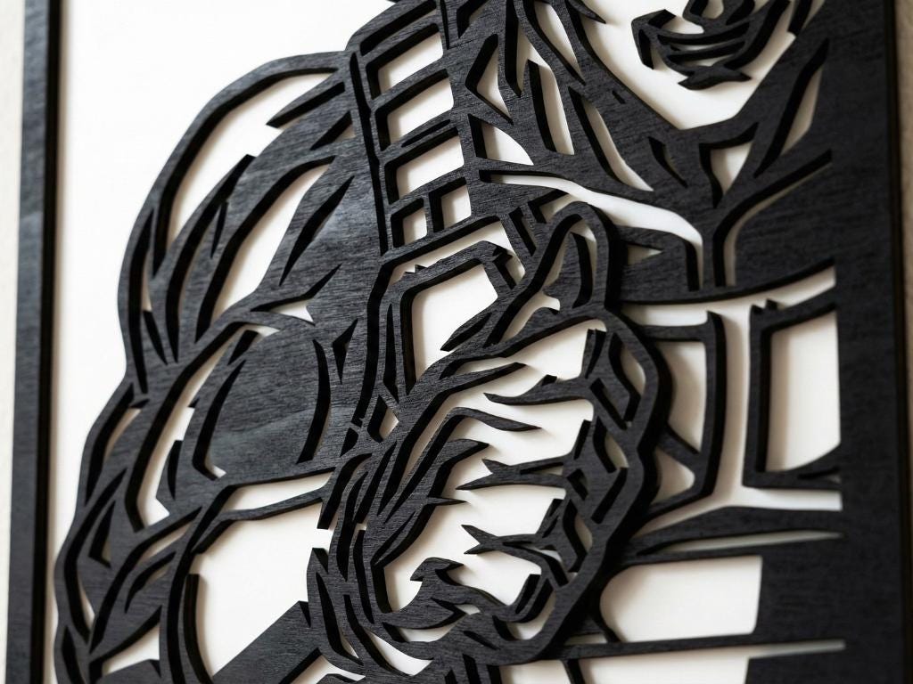 Laser Cut Anime Wall Art Decor – Super Vegeta | Flow-Line Art Black Frame | SVG AI DXF dwg Files