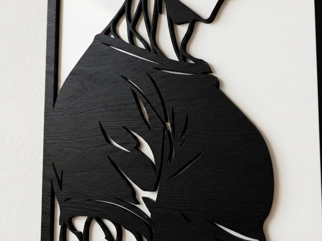 Laser Cut Anime Wall Art Decor – Toji Fushiguro | Flow-Line Art Black Frame | SVG AI DXF dwg Files