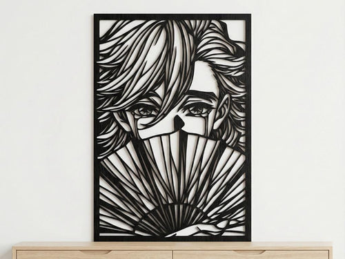 Laser Cut Anime Wall Art Decor – Doma | Flow-Line Art Black Frame | SVG AI DXF dwg Files