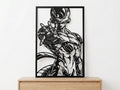 Laser Cut Anime Wall Art Decor – Freezer | Flow-Line Art Black Frame | SVG AI DXF dwg Files