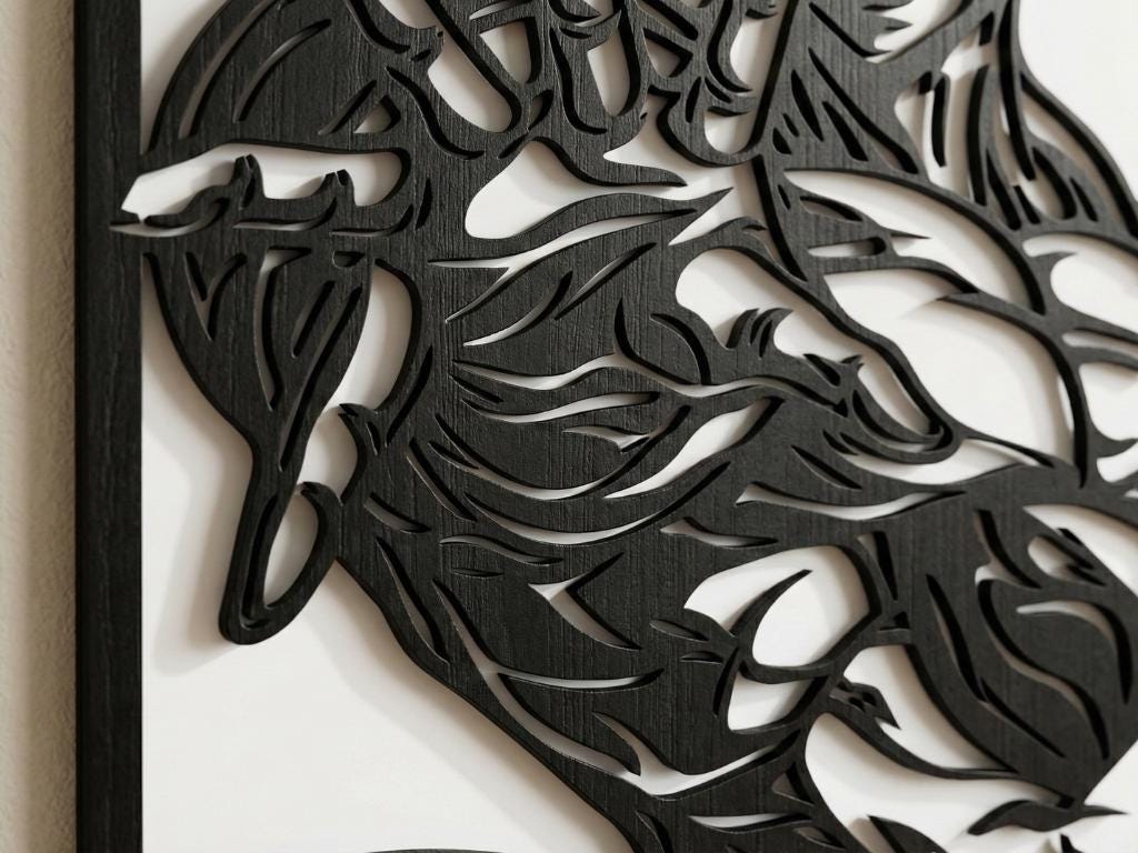 Laser Cut Anime Wall Art Decor – Freezer | Flow-Line Art Black Frame | SVG AI DXF dwg Files