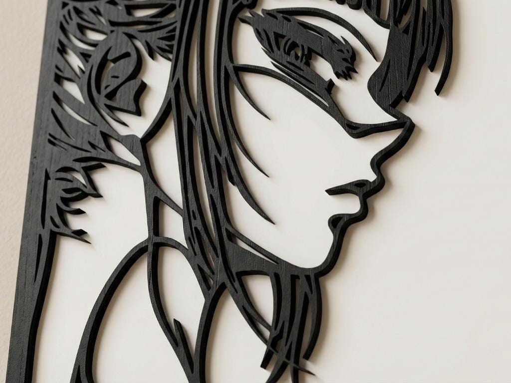 Laser Cut Anime Wall Art Decor – Himiko Toga 2 | Flow-Line Art Black Frame | SVG AI DXF dwg Files