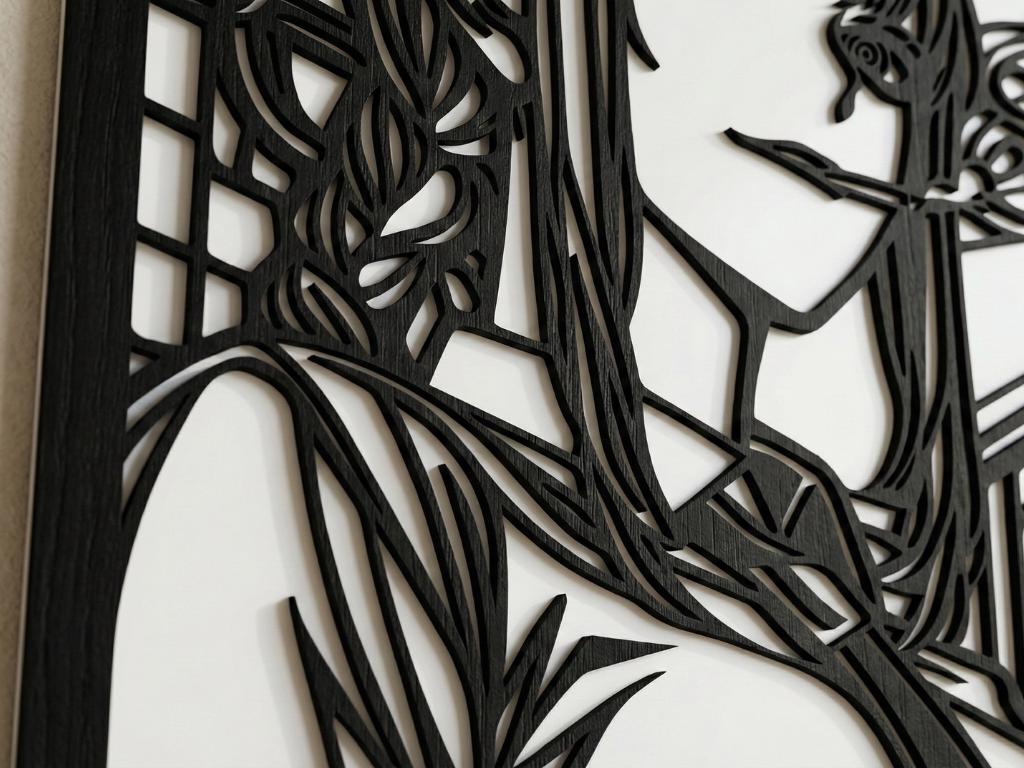 Laser Cut Anime Wall Art Decor – Makima | Flow-Line Art Black Frame | SVG AI DXF dwg Files
