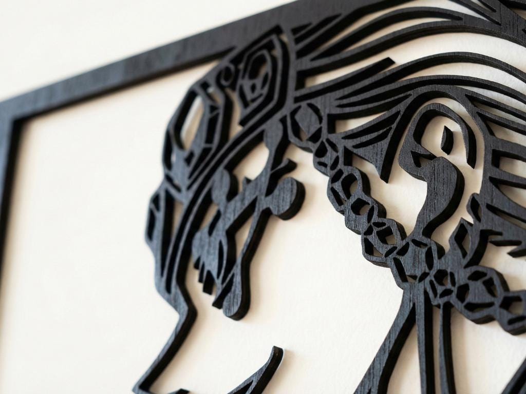 Laser Cut Anime Wall Art Decor – Rengoku and Uzui | Flow-Line Art Black Frame | SVG AI DXF dwg Files