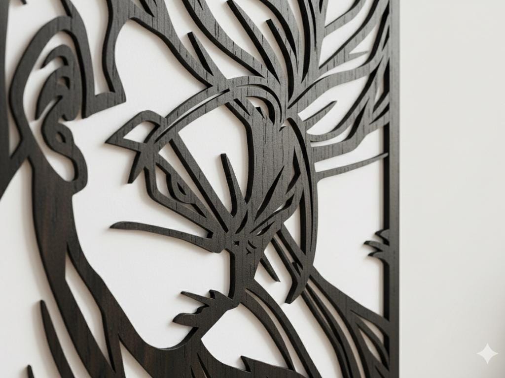 Laser Cut Anime Wall Art Decor – Trunks | Flow-Line Art Black Frame | SVG AI DXF dwg Files