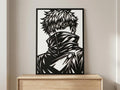 Laser Cut Anime Wall Art Decor – Toge Inumaki | Flow-Line Art Black Frame | SVG AI DXF dwg Files