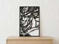 Laser Cut Anime Wall Art Decor – Bardock | Flow-Line Art Black Frame | SVG AI DXF dwg Files