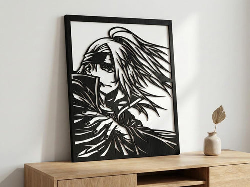 Laser Cut Anime Wall Art Decor – Deidara | Flow-Line Art Black Frame | SVG AI DXF dwg Files