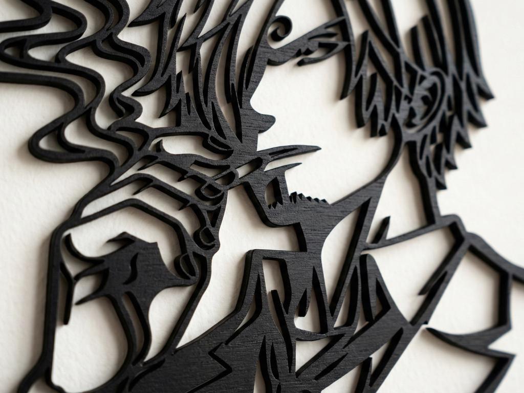 Laser Cut Anime Wall Art Decor – Sanji | Flow-Line Art Black Frame | SVG AI DXF dwg Files