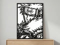 Laser Cut Anime Wall Art Decor – Tobirama Senju | Flow-Line Art Black Frame | SVG AI DXF dwg Files