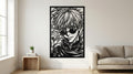 Laser Cut Anime Wall Art Decor – Gojo | Flow-Line Art Black Frame | SVG AI DXF dwg Files