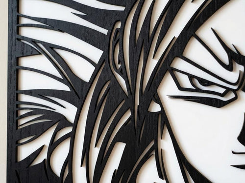 Laser Cut Anime Wall Art Decor – Gogeta SSJ4 | Flow-Line Art Black Frame | SVG AI DXF dwg Files