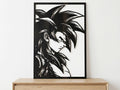 Laser Cut Anime Wall Art Decor – Goku SSJ4 | Flow-Line Art Black Frame | SVG AI DXF dwg Files