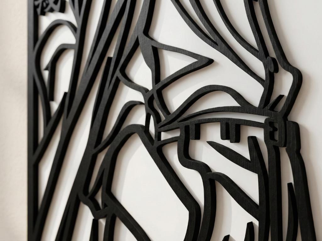 Laser Cut Anime Wall Art Decor – Manjiro Sano | Flow-Line Art Black Frame | SVG AI DXF dwg Files