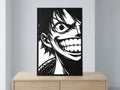 Laser Cut Anime Wall Art Decor – Monkey D Luffy 2 | Flow-Line Art Black Frame | SVG AI DXF dwg Files
