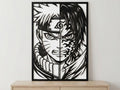 Laser Cut Anime Wall Art Decor – Naruto and Sasuke 2 | Flow-Line Art Black Frame | SVG AI DXF dwg Files