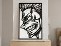 Laser Cut Anime Wall Art Decor – Ryomen Sukuna | Flow-Line Art Black Frame | SVG AI DXF dwg Files