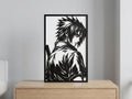 Laser Cut Anime Wall Art Decor – Sasuke Uchiha | Flow-Line Art Black Frame | SVG AI DXF dwg Files