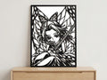Laser Cut Anime Wall Art Decor – Shinobu Kocho | Flow-Line Art Black Frame | SVG AI DXF dwg Files